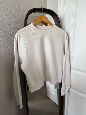 Fabletics Off-White Oversized Crewneck Sweatshirt -Size L